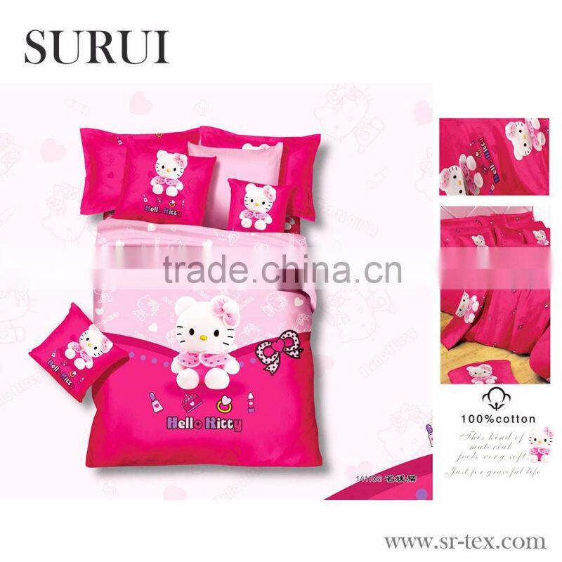 Wholesale 100% cotton kitty printed bedroom bedding fabrics