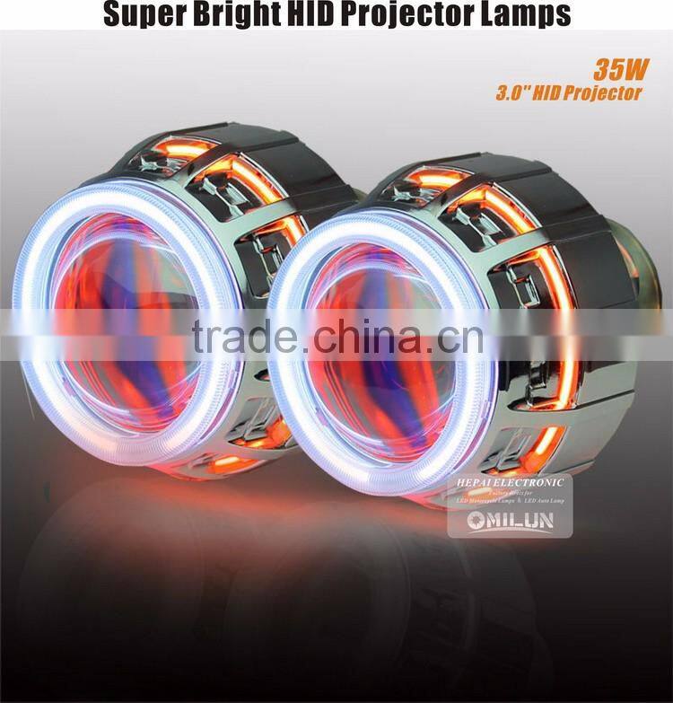 3 inch bi xenon HID Projector Lens with double angel halo ring