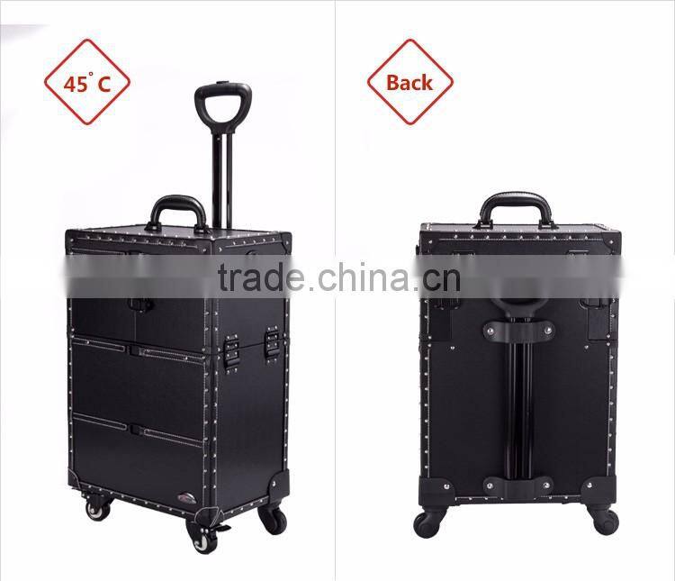 High quality Factory Supplier Rolling Station with Mirror trolley Makeup Case