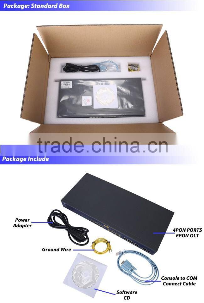 Web Manage 4 PON Port EPON OLT with 4GE Interface Support EMS