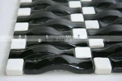 black and while crystal glass arched mosaic HG-Z063
