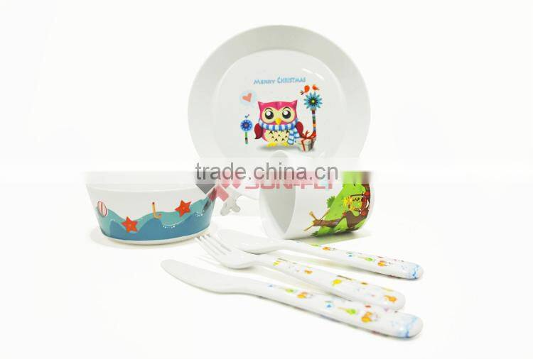New Wholesale bpa free plastic Custom printed 6PCS/SET kids dinnerware sets