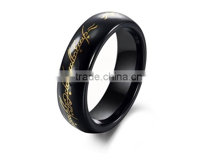 KSTONE Black Ceramic Lord of Rings Ring
