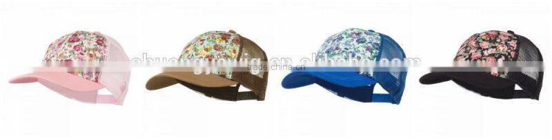 Customize Floral 5 panel Trucker Mesh Snapback Cap