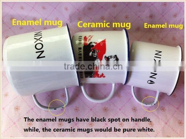 enamel porcelain cup has customize logo enamel mug