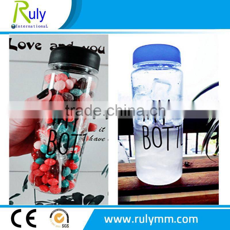 Korea Hot Sale Plastic Sports water bottle 500 ml my bottle With Black Cap