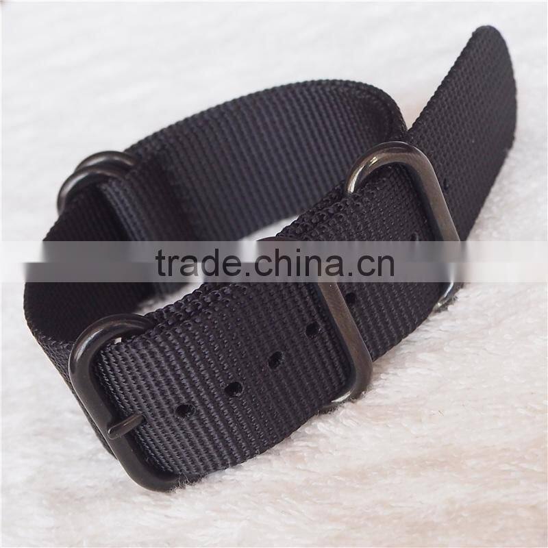 18 20 22 24mm 5 Rings PVD Black Zulu Watch Band