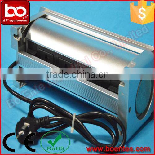 Conference Table Socket for Aluminum Silver Desktop Manual Rotating Power Socket with Switch