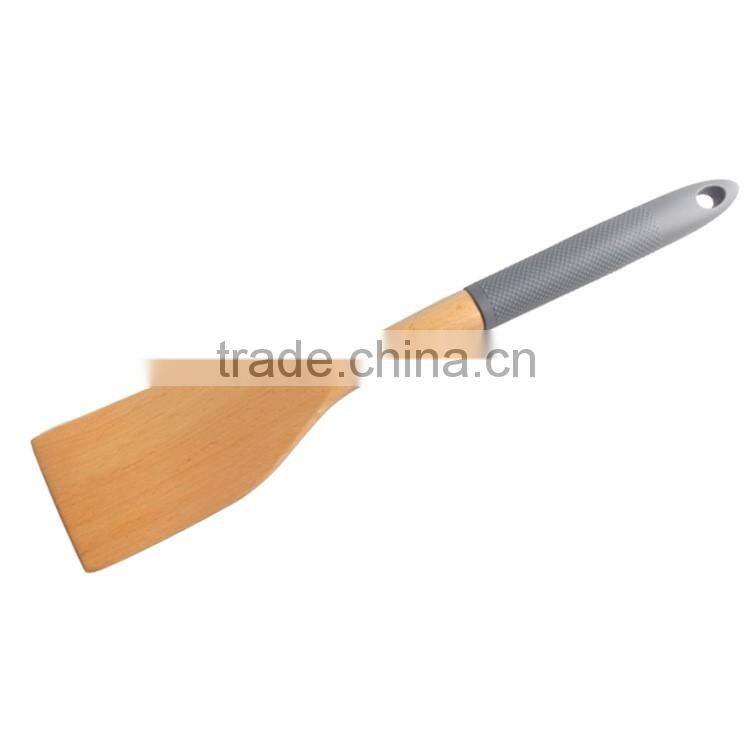 Food Grade Silicone Handle Kitchen Wood Tools Set Of 7