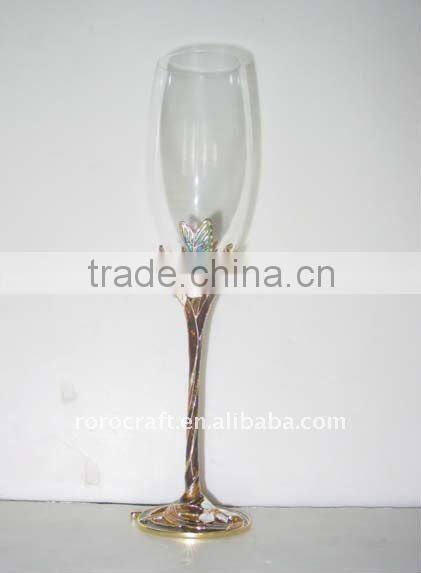 pewter design wedding champagne flute