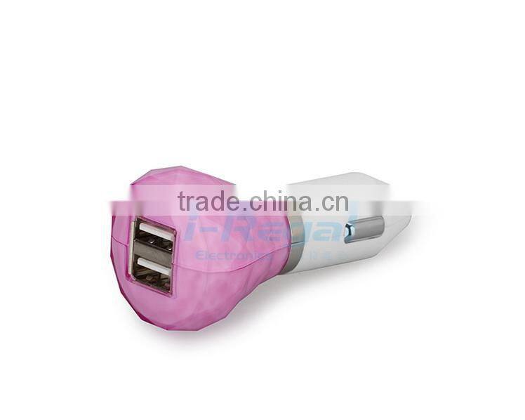 Professional universal Plastic colorful micro dual usb car charger for iphone6