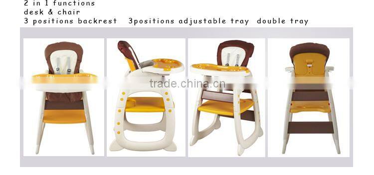 high quality 2 in 1 baby table chair plastic baby high chair