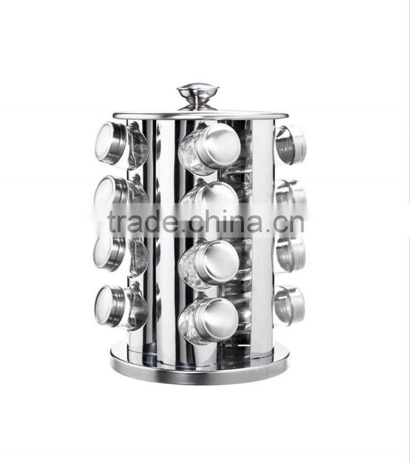 16 bocaux verre support inox