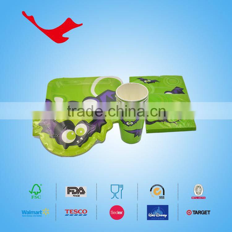 2015 new Halloween products 7"Round Printed paper plate for snack container