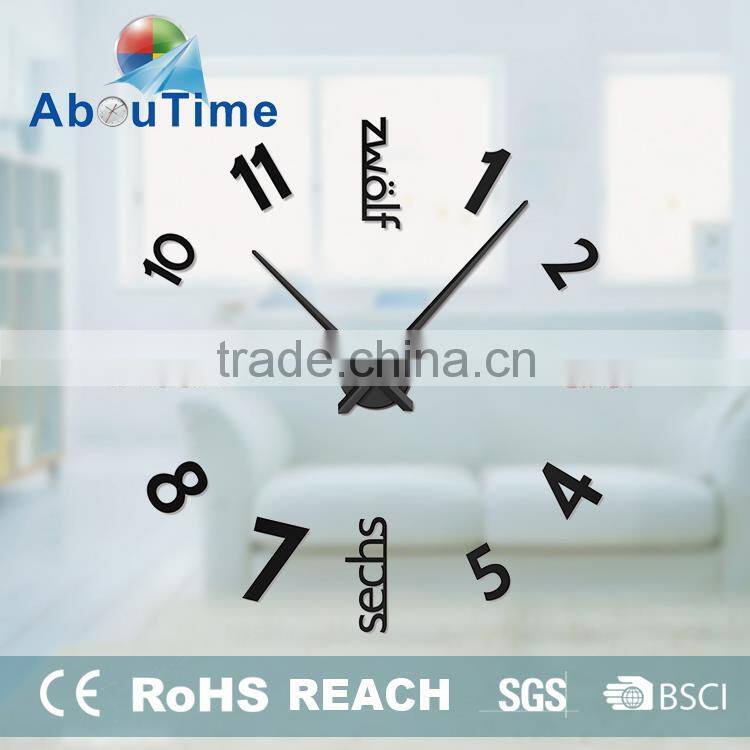 DIY 3D acrylic Mute heart shaped wall clock acrylic wall clock