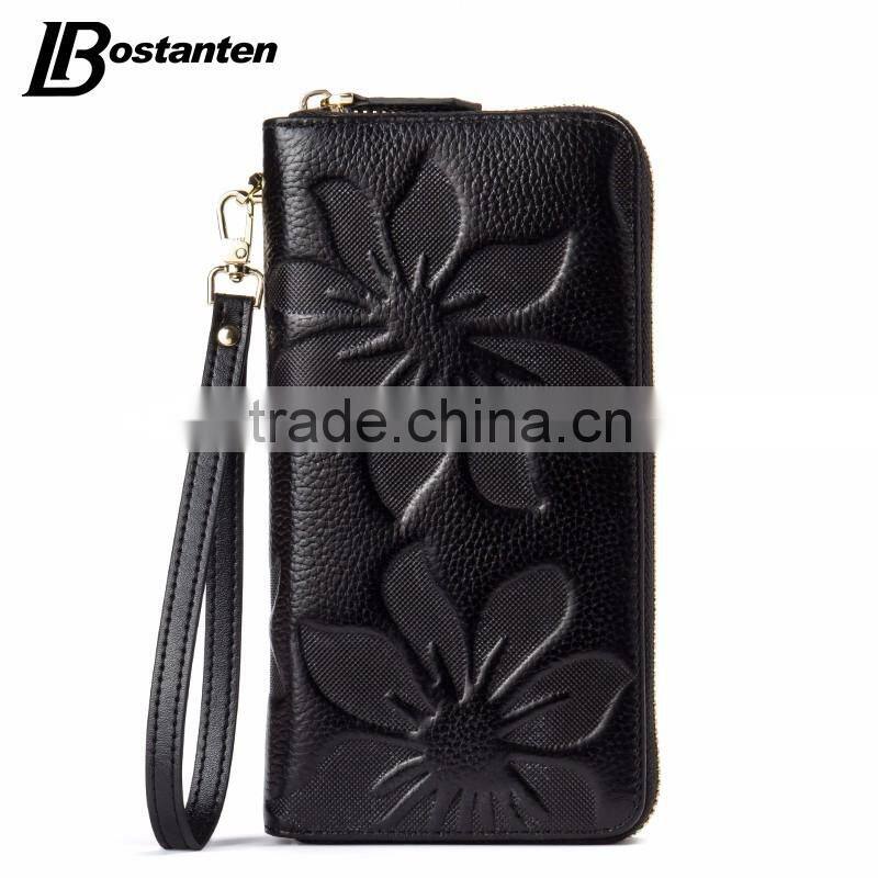 hand bag wallet women zipper genuine leather wallet with cell phone and coin pocket