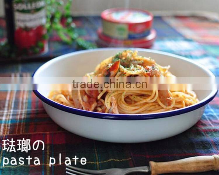 22cm Enamel Bakeware plate Enamel rice pasta plate/pie dish/enamel food plate