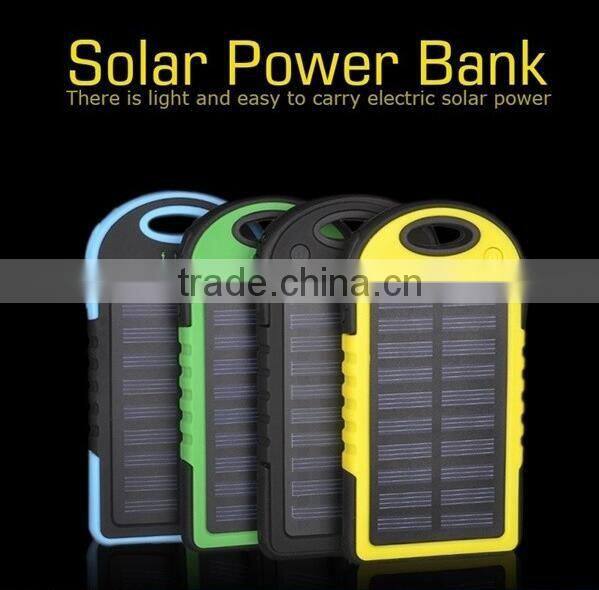 2016 Hotsale Waterproof Solar Power Bank 5000mAh, Portable Solar Charger