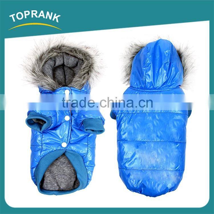 Fashion red blue pet dog clothes cotton winter dog clothes with hat