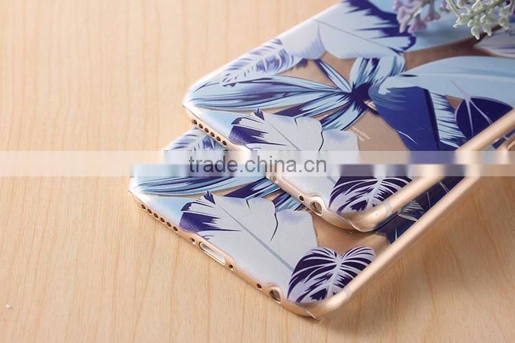 Transparent Ultrathin hard plastic Cell Phone Case with blue painting case for Iphone