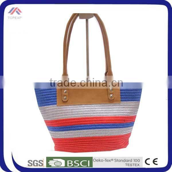 Summer Beach Bag Straw Bag Stripe Paper Straw Bag