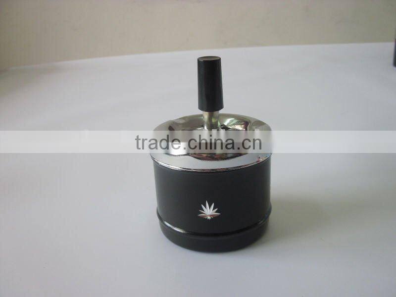 round metal ashtray with lid, spin stainless steel ashtray