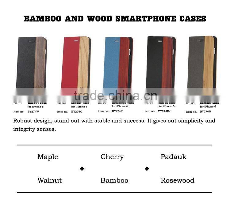 Luxury Flip Leather Case for iPhone 6S,Mobile Accessories Leather Flip Case for iPhone 6, Wooden Stand Phone Cover for iPhone