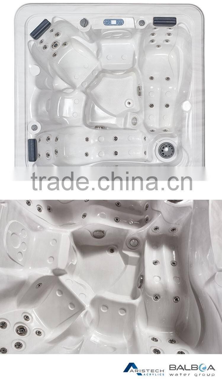 New Arrival 5 Person Square 2 Lounger 61 Jets Acrylic Luxury Bubble Spa Bath JY8012