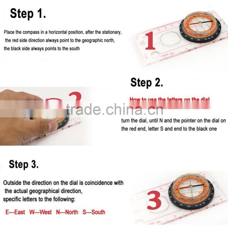 E006 camping scout baseplate map compass ruler