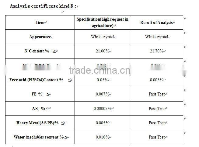White Crystal Ammonium Sulphate