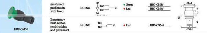 HEIGHT HOT SALE PUSH BUTTON SWITCH /emergency push button switch HB7-CM35 WITH HIGH QUALITY