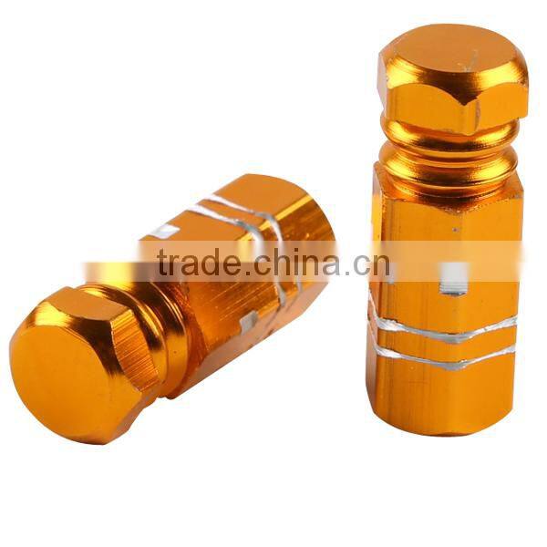 Aluminum 2X/a Set Gold Motorcycle Wheel Tire Valve Stem Caps Universal 27*8mm