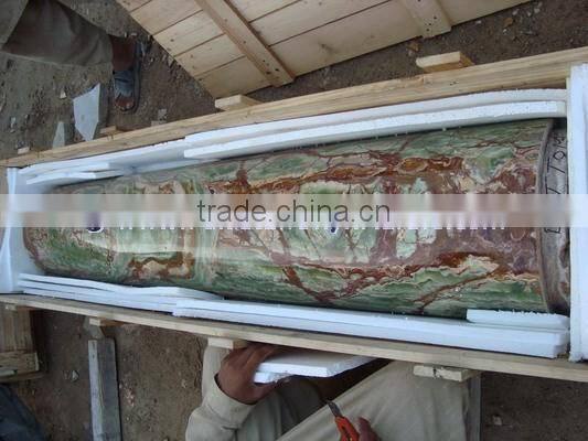 High quality Western DARK GREEN ONYX COLUMNS PILLARS CARVED TOP