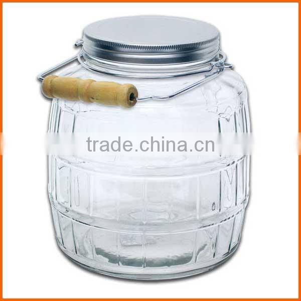 Hot sales large glass storage jar with metal lid