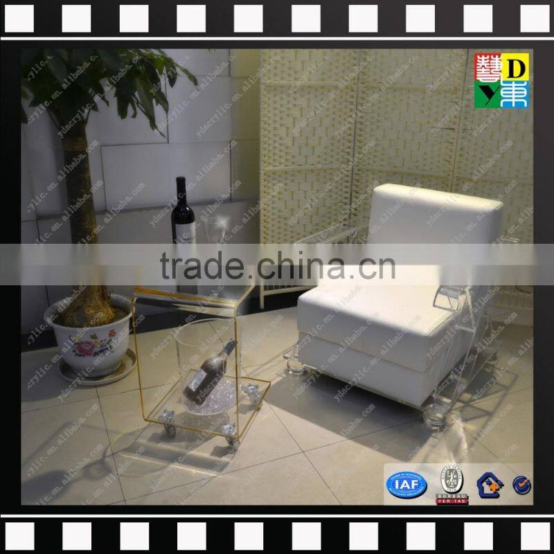 Customized moveable acrylic coffee table unique elegant acrylic side table with wheels from china manufacturer