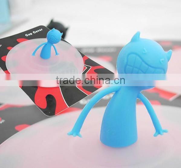 Good Sealability Silicone coffee Cup Cover with Little evil Sleeve