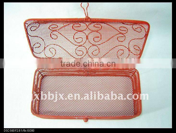 Rectangle red wire storage multi-purpose storage hamper