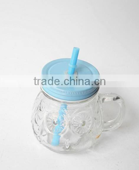 snow man shape small glass beverage water mug with pipe
