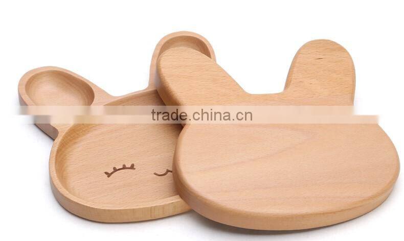 High grade creative cute rabbit design wood trays for kinds