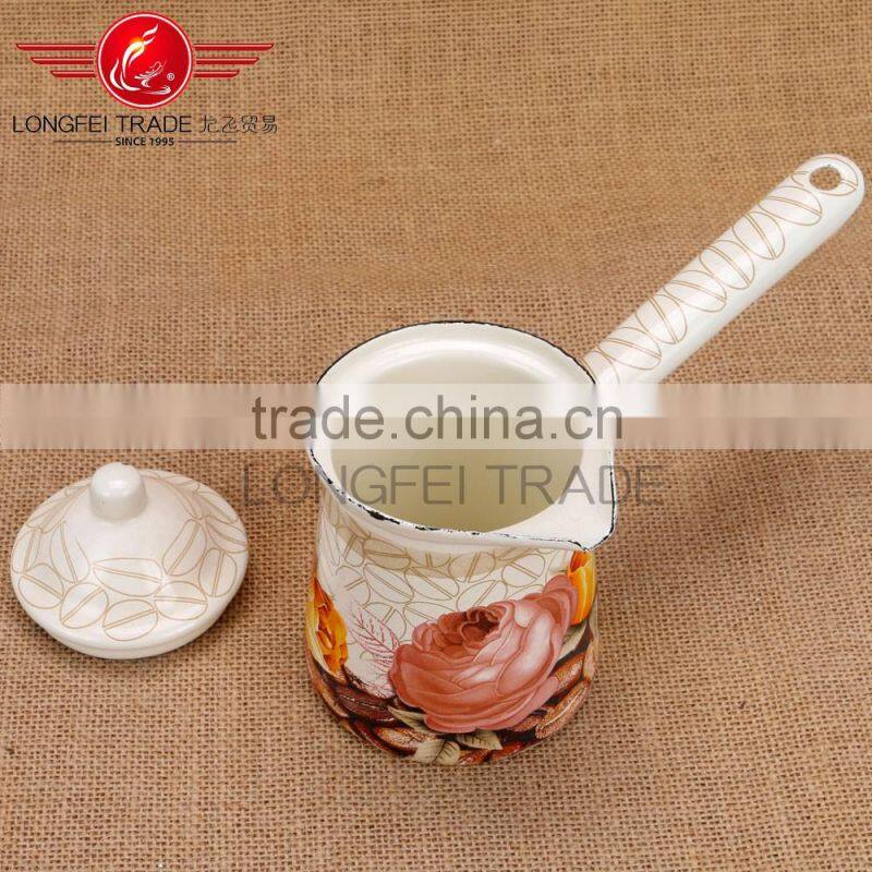 3PCS Stock offer all size copper enamel turkish coffee pot with lid