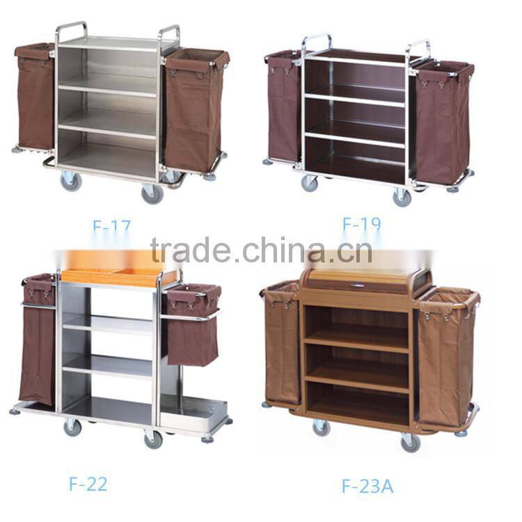 Wood tray stand storage tray for Housekeeping linen trolley maid service cart & cleaning cart