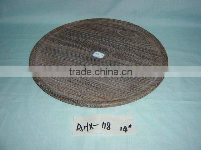 antique round decorative wooden dinner plate