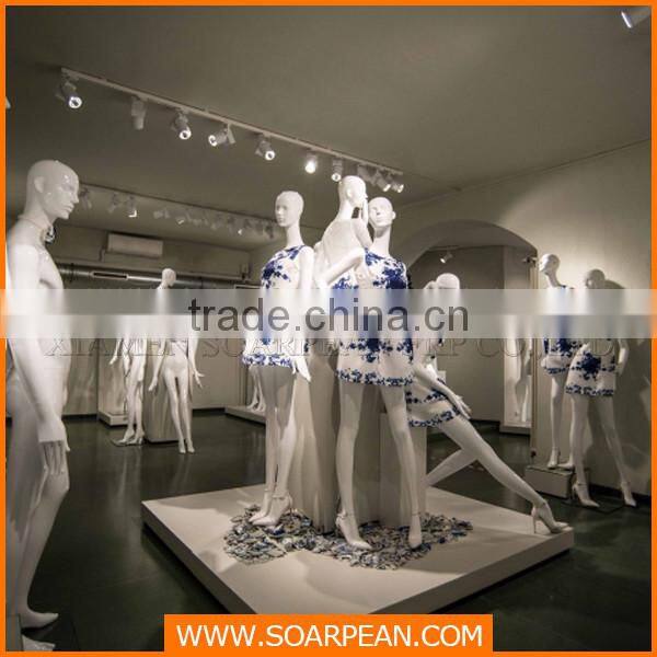 Clothing store window display fiberglass female full body mannequin