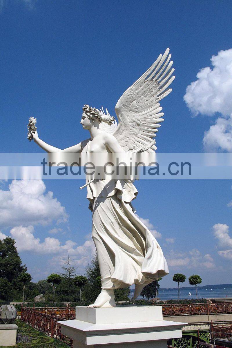 Cheap white marble stone angel female garden angel statue