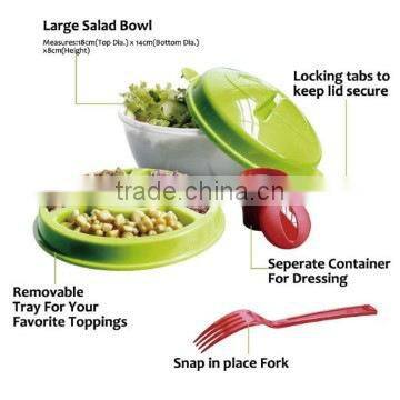 BPA free all in one salad bowl set, large plastic salad bowl with lid