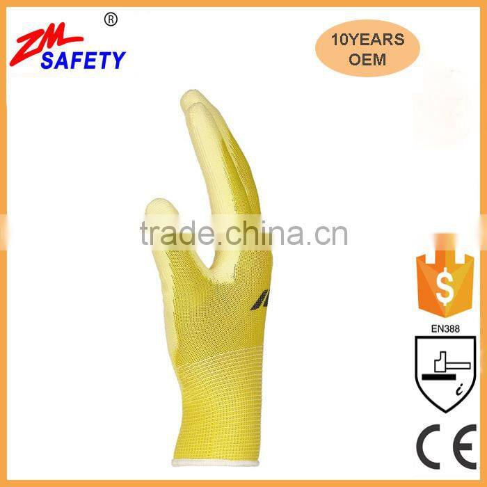 General Purpose Work Safety Orange PU Hand Gloves with Seamless Knitted Shell