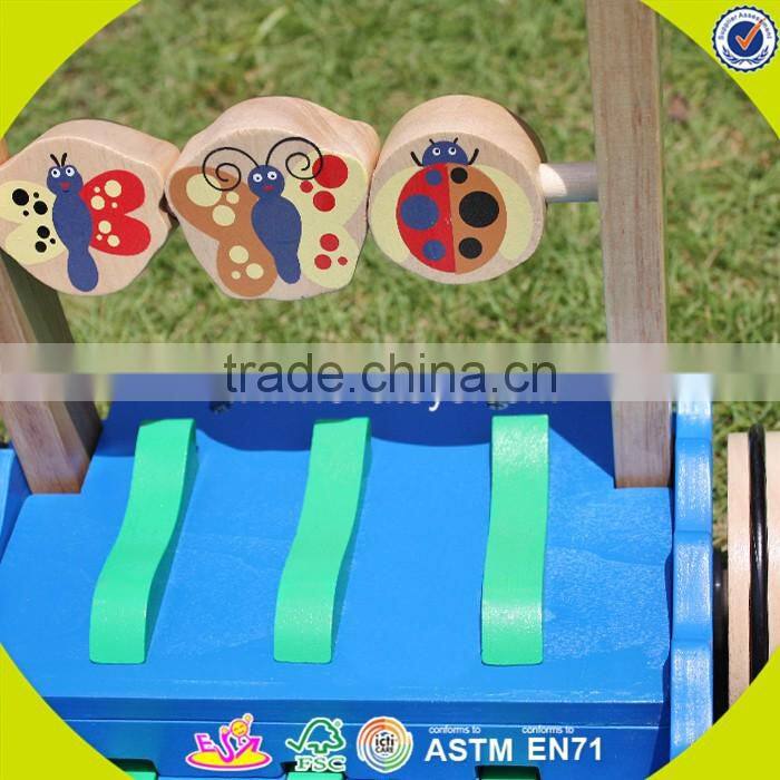2017 New design walker wooden baby push toys cartoon crocodile wooden baby push toys W16E059