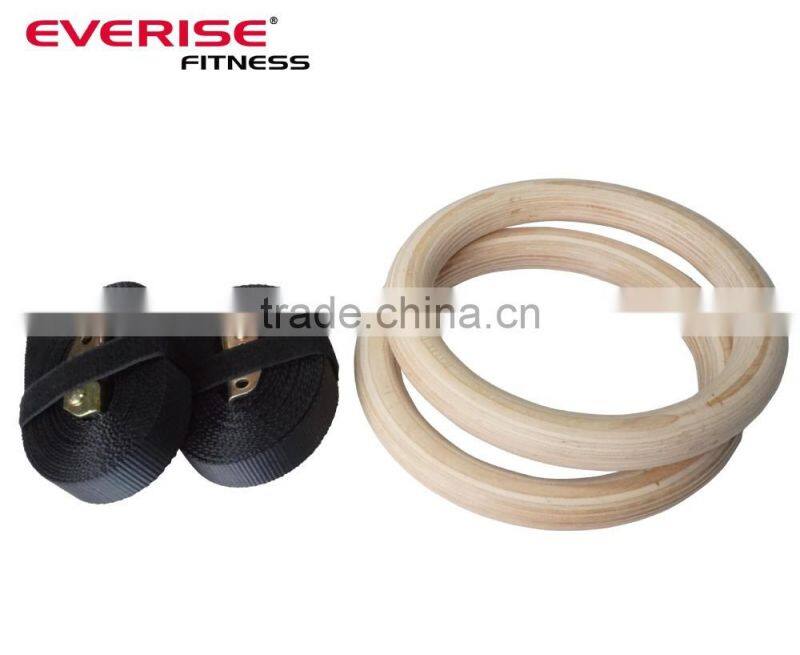 High-strength nylon webbing straps logo customized gym rings gymnastic rings wooden