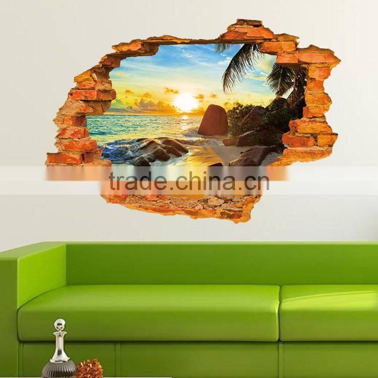 3D Removeable Beach And Sunshine Picture Wall Stickers Home Decor