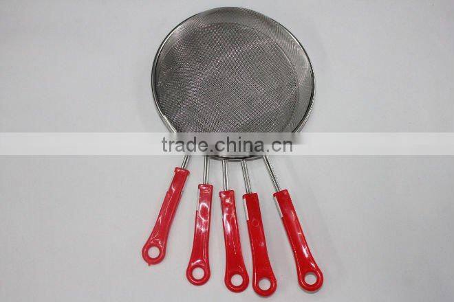 stainless steel oil strainer w/plastic handle